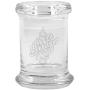 Clear Glass Herb Stash Jar and Lid 2.75 oz with Harley Davidson Logo from Smoke Promos