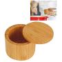 Atten Bamboo Spice Box Wood Kitchen Condiment Storage Container Supplies for Sugar Salt Pepper Jar, Kitchen Seasoning Storage Holder 2Pcs