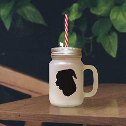 Black Mcnab Silhouette Frosted Glass Mason Jar With Straw