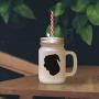 Black Mcnab Silhouette Frosted Glass Mason Jar With Straw