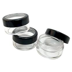Plastic Clear Storage w Window Black Rim Cap Travel Sample Case 10 gr (Pack of 30)
