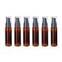 6PCS 30ml/1oz Empty Refill Plastic Pump Vial Packing Bottle Durable Cosmetic Makeup Cream Jar Pot Storage Container Holder with Clear Lid for Makeup Face Cream Emulsion Essential Oil Dispenser(Brown)