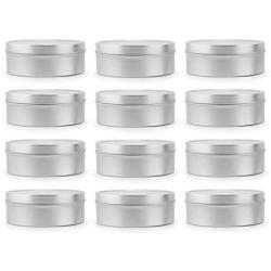 16-Ounce Metal Candle Tins (12-Pack); Silver Round Containers for Candles, Spices, Travel, Food Storage Etc.