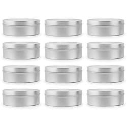 16-Ounce Metal Candle Tins (12-Pack); Silver Round Containers for Candles, Spices, Travel, Food Storage Etc.