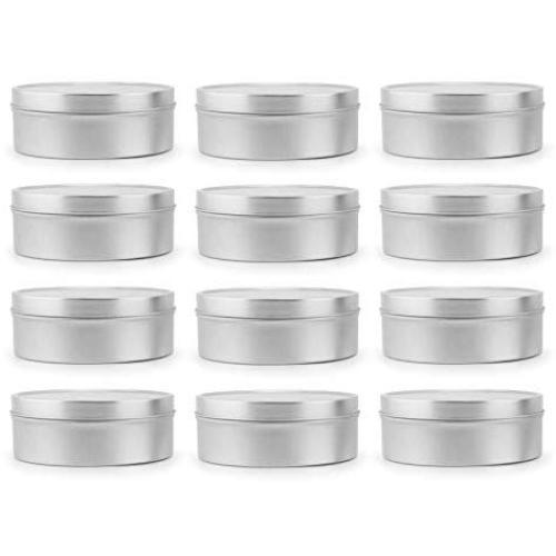 16-Ounce Metal Candle Tins (12-Pack); Silver Round Containers for Candles, Spices, Travel, Food Storage Etc.