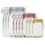 Glasbehälter-Beutel Set, 10/12 Stück, Glaskaraffe-Form, Wiederverwendbar, Snack-Befestiger, Lebensmittel-Aufbewahrung, Sandwich-Beutel, Lebensmittel-Erhaltung, Kekse, Snacks, Kinder, Nahrungsergänzungsmittel, Reißverschluss.