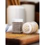 Natural Spice Sifter Jar with Airtight White Lids holds 1 oz / 30 ml / 28 grams each (12 pack) + Labels and Measuring Cup
