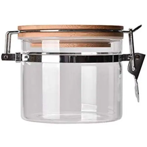 UPKOCH Glass Canister Food Storage Container with Locking Lids Leak Proof Storage Bottle Glass Jar for Food 450ML (Transparent)