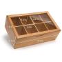 randomgrounds 100% Bamboo Tea Box Storage Organizer, Taller Size Holds 120+ Standing or Flat Tea Bags, 8 Adjustable Chest Compartments, Natural Wooden Finish
