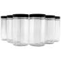 32oz Clear Plastic Jars with Black Ribbed Lids (6 pack): BPA Free PET Quart Size Canisters for Kitchen &amp; Household Storage of Dry Goods, Peanut Butter, and More