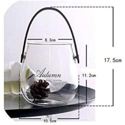 Unique Chic Nordic Glass Storage Jar Bottle With Leather Handle Minimalist Desk Storage Bottle Organizer Flower Vase Container,S Black Autumn