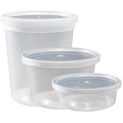 DuraHome Food Storage Containers with Lids 8oz, 16oz, 32oz Freezer Deli Cups Combo Pack, 44 Sets BPA-Free Leakproof Round Clear Takeout Container Meal Prep Microwavable (44 Sets - Mixed sizes)