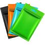 Piklohas 200PCS Zip Lock Bag Reusable Aluminum Foil Zipper Vertical Food Pouch with Storage Slot, Multi-Color (Black, Orange, Green, Blue 3.355.12inch)