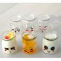 Sunormi 100ml Emoticon Design Pudding Yogurt Glass Jars With Lids 3oz,6Pcs