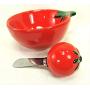 Unik Always Tomato Ceramic Appetizer or Dip Bowl with Spreader Kitchen Decor