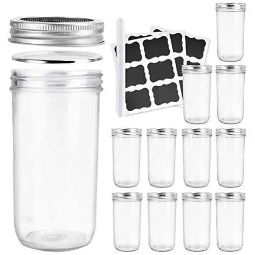 Bouteilles en verre Betrome 22 OZ à large goulot, 12 pack avec couvercles étanches et anneaux pour salades, confitures, miel, aliments, épices, cadeaux de fête, cadeaux de baby shower, cadeaux de mariage Bouteilles en verre Betrome 22 OZ à large goulot, 12 pack avec couvercles étanches et anneaux pour salades, confitures, miel, aliments, épices, cadeaux de fête, cadeaux de baby shower, cadeaux de mariage