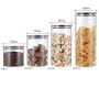 NNDQ Glass Storage Jar with Airtight Stainless Steel Lids/Clear Glass Canisters, Borosilicate Vacuum Seal for Tea Coffee Flour Snacks Set of 4