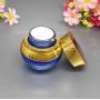 2PCS 30ml/1oz Upscale Empty Blue Glass Cream Jars Tins with Gold Lid and Inner Pad Refillable Cosmetic Container Pot Holder Portable Travel Bottles for Eye Face Cream Gel Ointments Skin Care