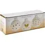 Brandani Porzellan Weihnachtskugel LED Set, 3er Set, Weiß, Einheitsgröße