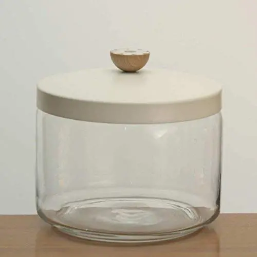 Italo Ottinetti Glas Jar mit Bemalter Deckel und Holznuss, 2,4 Liter Aluminium, Metallic, One Size