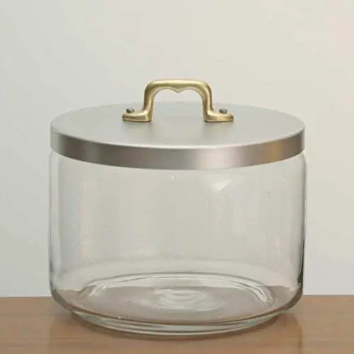Italo Ottinetti Glas Jar Matte Finish Aluminium Deckel Messing Griff 2,4 Liter Aluminium, Metallic, One Size