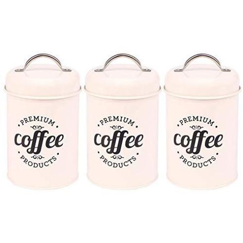 Cwg 3Pcs/Set Tea Sugar and Coffee Airtight Storage Canister Jars with Lids-White