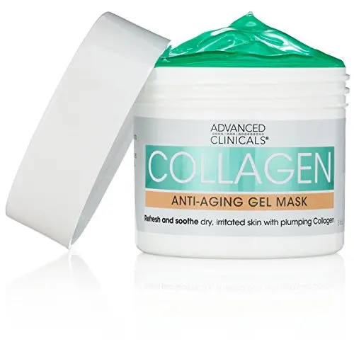 Advanced Clinicals Kollagen Anti-Aging Gel Mask mit Kokosöl und Rosenwasser. Straffende Maske gegen Falten und feine Linien. Supersize 5oz (142 ml)