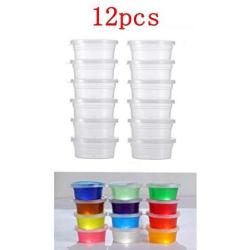 Slime Storage Containers, Jiayit 12 Pack Floam Beads Containers Foam Ball Storage Cups Containers for Slime Beads, Leakproof Clear Plastic Storage Slime with Lids