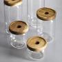 Transparent Glass Storage Jar With Wooden Cover Sealed Jar Kitchen Food Multigrain Coffee Bean Tea Storage Tank,B 500Ml