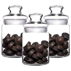 Kitchen Food Storage Jar Airtight Food Storage Three-piece Storage Tank Transparent Glass Tea Can (Size : Round 500ml)