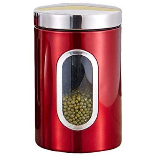 Airtight Food Storage Containers Stainless Steel Canister Jars for Kitchen Counter with Lids,Pantry Organization and Storage for Tea Snacks Sugar,Red 53oz