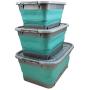 Homz Store N Stow(TM) 17 Gallon Latching Container with Wheels, Grey and Teal Base with Clear Lid Collapsible Storage, (Pack of 4)