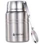 Keetan Vacuum Insulated Food Jar 18/8 Stainless Steel Lunch Box with Folding Spoon Double Walled Food Container BPA Free(17OZ, Stainless)