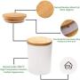 TNKML Food Storage Jar Ceramic Food Storage Jar With Airtight Seal Bamboo Lid Modern Design White Ceramic Food Storage Canister 300Ml