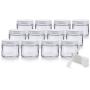 Clear Thick Glass Straight Sided Jar with Optional Multiple color Metal Airtight Lid - 2 oz / 60 ml (12 pack) + Spatulas