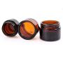 3PCS 30ML/1OZ Amber Glass Empty Refillable Cosmetic Cream Bottle Beauty Care Skin Cream Jar Pot with Black Aluminum Cover