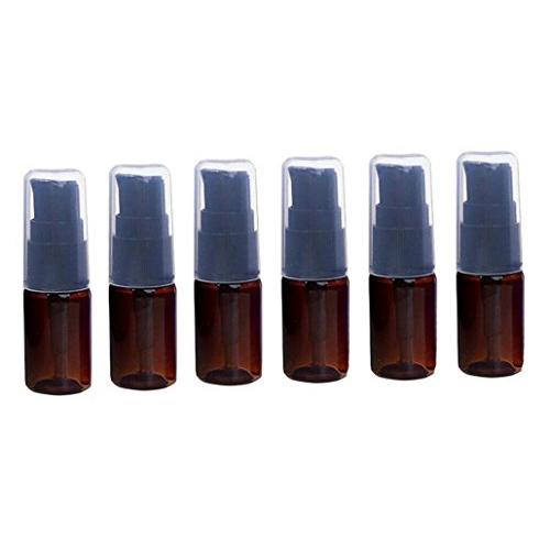 6PCS 10ml Empty Plastic Lotion Emulsion Dispenser Face Cream Pump Bottles Container Makeup Cosmetic Shampoo Body Wash Bath Shower Bottle (Brown)