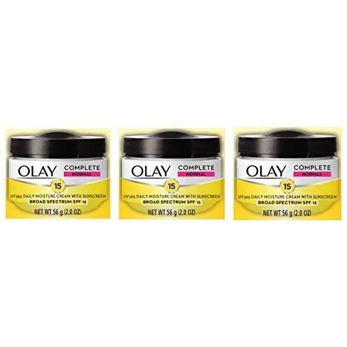 Face Moisturizer by Olay Complete All Day UV Moisture Cream with Sunscreen SPF 15, Normal Skin, 2 Ounce (Pack of 3) Face Moisturizer by Olay Complete All Day UV Moisture Cream with Sunscreen SPF 15, Normal Skin, 2 Ounce (Pack of 3)