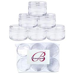 Beauticom 12 Pieces 20G/20ML Round Clear Jars with Screw Cap Lid for Beads, Gems, Glitter, Charms, Small Arts and Crafts Items - BPA Free