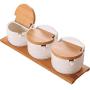 Vitality-Store 1PC sugar bowl with lid spoon wooden seasoning jar kitchen tool salt storage box For Kitchen tool