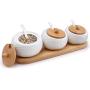 TNKML Ceramic Spice Jar 3 Piece Set Ceramic Spice Jar Spice Jar Vanilla Pot Seasoning Spice Jar Seasoning Box Storage Box Spice Jar