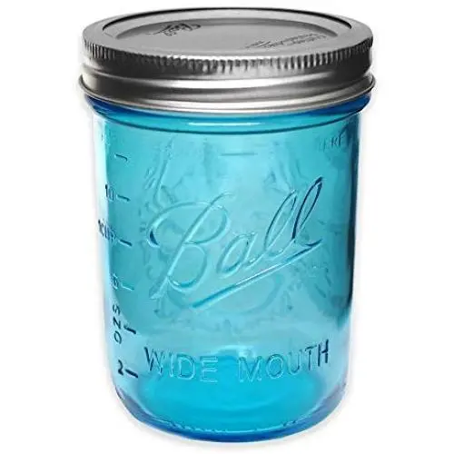 Glas-Eimer-Set, 16 oz. Aqua Blau, Weitmundig, 12 Stück