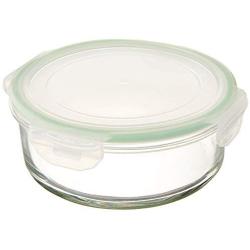 25-ounce Round Tempered Glass Food Storage Container with Locking Lid. #37-375