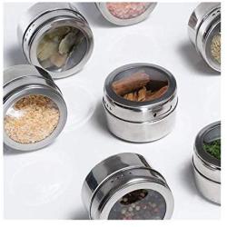 DSWSSH Decorative Jewelry Boxes Magnetic Spice Holder Stainless Steel Pot Herb Storage Jar Box Cookware Stand Dustproof Visible Spice Jar Burette