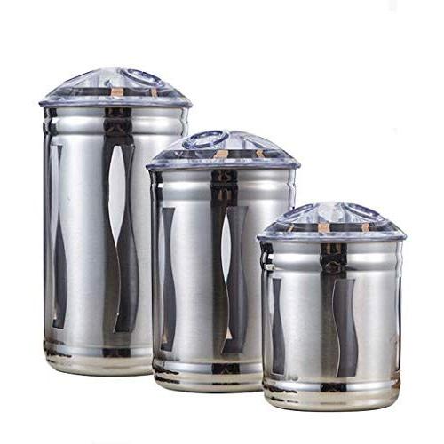 3-Piece Kitchen Canisters Set Stainless Steel with Air-Tight Lids and See-Through Windows,Pantry Organization and Storage for Tea Coffee Snacks Sugar