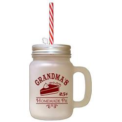 Maroon GrandmaS Homeamade Pe 25 Cents Frosted Glass Mason Jar With Straw