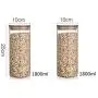 Glass Jars With Bamboo Cover Mini Coffee Sugar Tea Canister Cereal Dispenser Bottle Glass Jars Sealed Storage Tank,25X10Cm 1800Mlx2