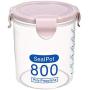 4pcs 800ml Transparent Plastic Sealed Cans Milk Powder Cans Round Covered Food Cans Kitchen Grain Receiving Box Storage Tank