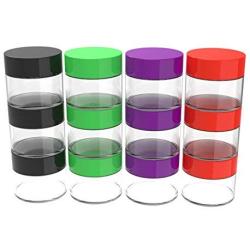 Stalwart 75-0268 12 Piece Storage Jars with Colored Lids, 20ml, Clear