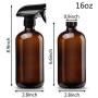 Glass Spray Bottles Empty 16oz Boston Round Bottle Refillable Container for Essential Oils with Funnel Lables Cleaning Products Aromatherapy Lotions Liquid Soaps (BrownBlack)